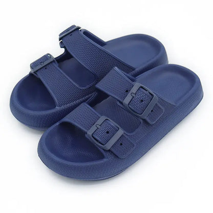 Platform Slippers Women's Summer Buckle Home Shoes Fashion Outdoor Wear Soft Bottom Sandals - bazona.com