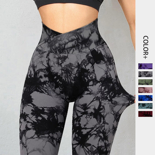 Seamless Tie Dye Leggings Women Yoga Pants Push Up Sport Fitness Running Gym Leggings BAZONA