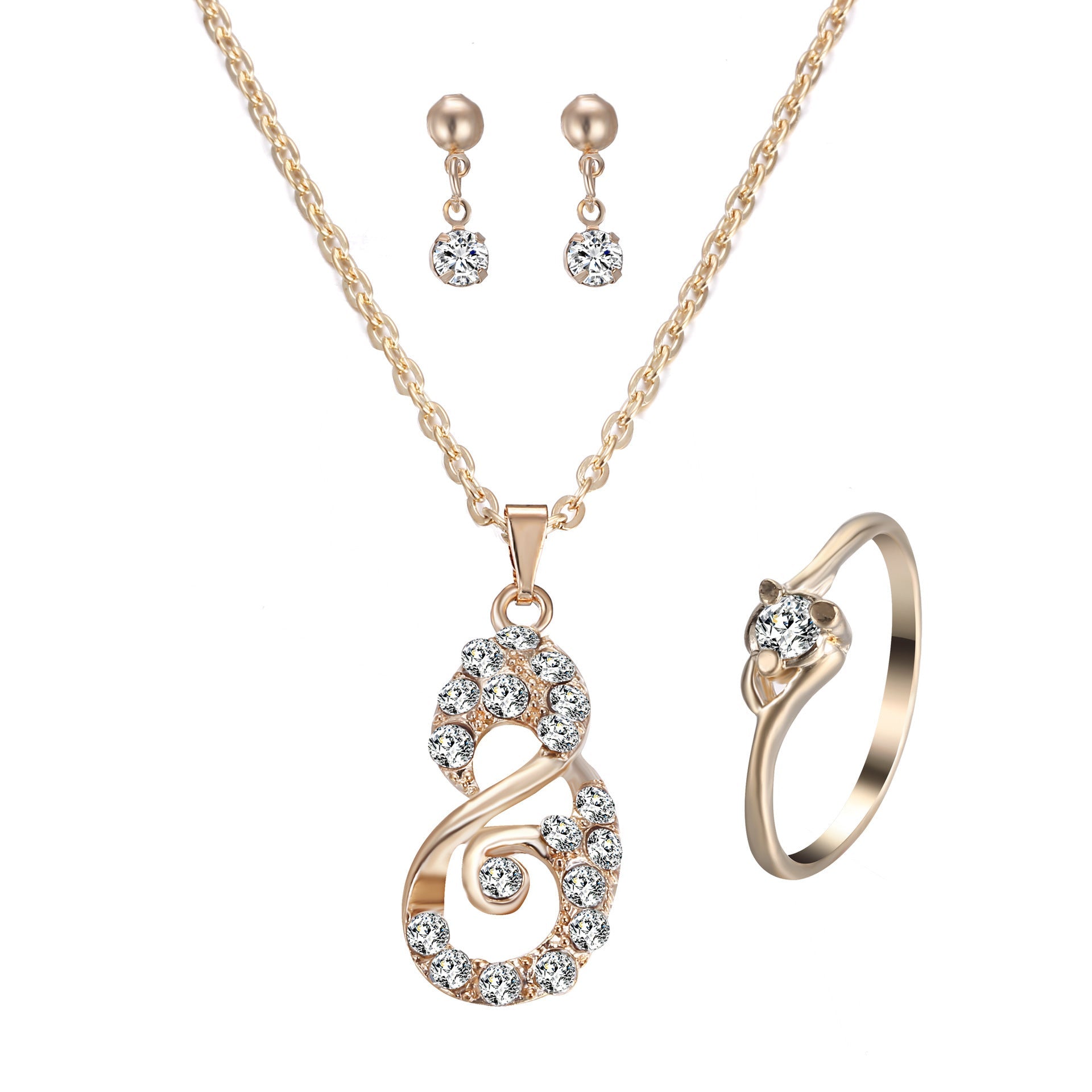 Heart Pendant Jewelry Set Rhinestone Jewellery BAZONA