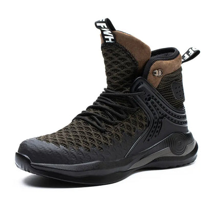 High-top Safety Shoes Construction Protective Footwear Men Steel Toe Shoes Breathable Hiking Boots Puncture Proof Work Boots - bazona.com