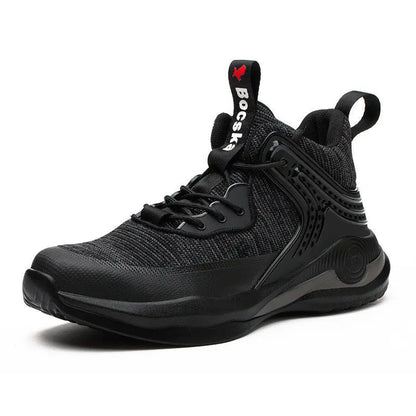High-top Safety Shoes Construction Protective Footwear Men Steel Toe Shoes Breathable Hiking Boots Puncture Proof Work Boots - bazona.com
