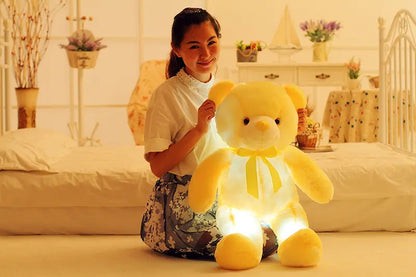 Creative Light Up LED Teddy Bear Stuffed Animals Plush Toy Colorful Glowing Christmas Gift For Kids Pillow - bazona.com