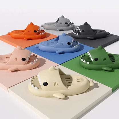 Shark Slippers With Drain Holes Shower Shoes For Women Quick Drying Eva Pool Shark Slides Beach Sandals With Drain Holes - bazona.com