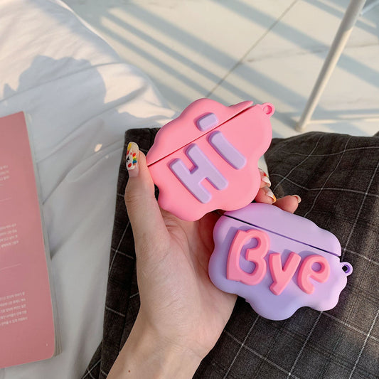 AirPod 2 Case 3D HI BYE Cloud Letter Cartoon Soft Silicone Wireless Earphone Cases For   Airpods Case Cute Cover BAZONA