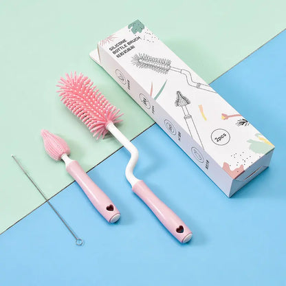 Baby Silicone Baby Bottle Brush Straw Scrubbing Baby Bottle Brush Cleaning - bazona.com