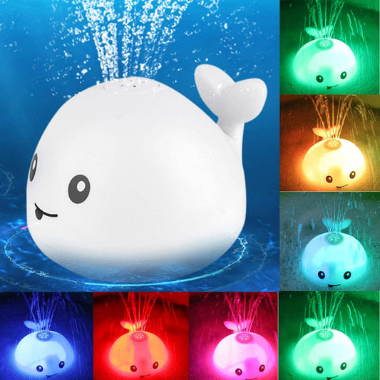 Baby Cute Cartoon Whale Floating Spraying Water Bath Toys With Light Music LED Light Baby Toys - bazona.com