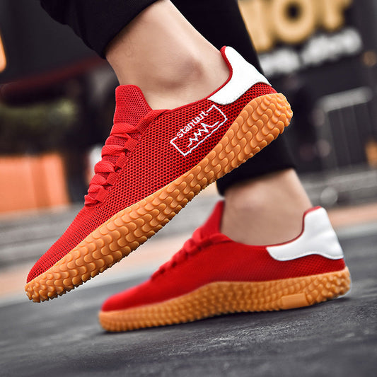 Spring and Summer Flying Woven Casual Shoes Large Men's Shoes Beathable Korean Forrest Gump Sneakers BAZONA