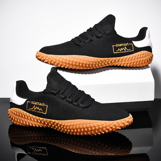 Spring and Summer Flying Woven Casual Shoes Large Men's Shoes Beathable Korean Forrest Gump Sneakers BAZONA