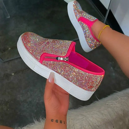 Large Size Rhinestone Flat Casual Single Shoes One Pedal Lazy Shoes - bazona.com