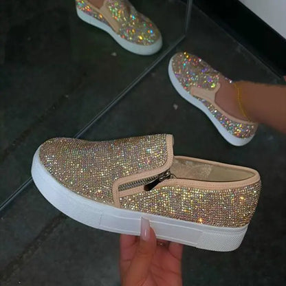 Large Size Rhinestone Flat Casual Single Shoes One Pedal Lazy Shoes - bazona.com
