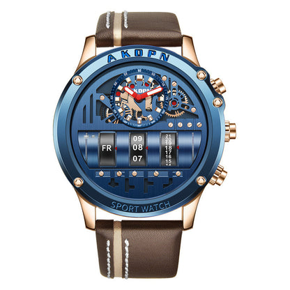 Uniquex Men Wrist Watches Leather Black Silver Creative BAZONA