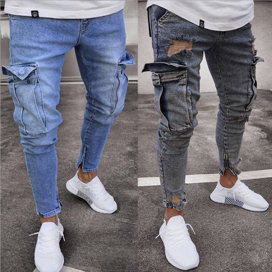 Cargo Hole Denim Jeans Men BAZONA