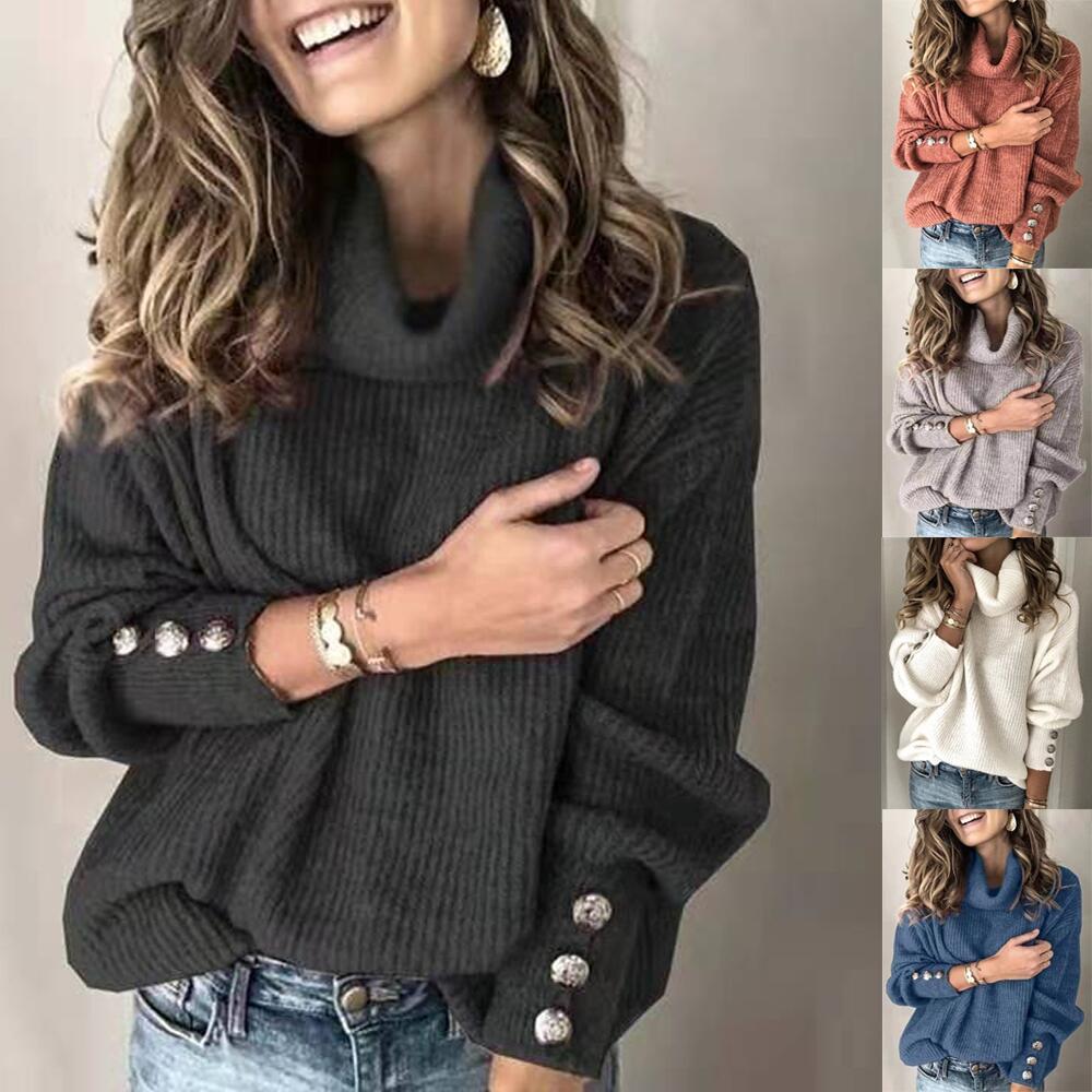 Women's Knit Sweater with Lapel Collar - Women's Knit Pullover Sweater BAZONA