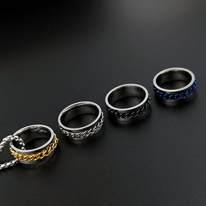 Lucky Titanium Steel Chain Ring Necklace BAZONA