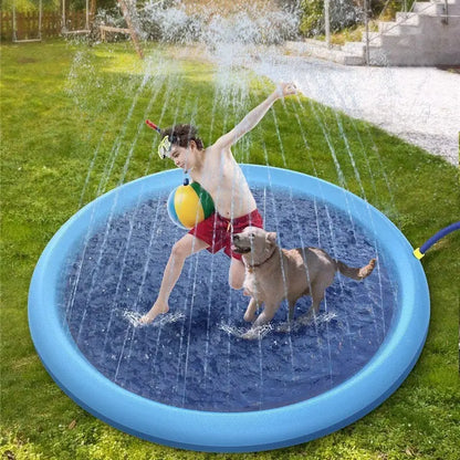 Non-Slip Splash Pad For Kids And Pet Dog Pool Summer Outdoor Water Toys Fun Backyard Fountain Play Mat - bazona.com