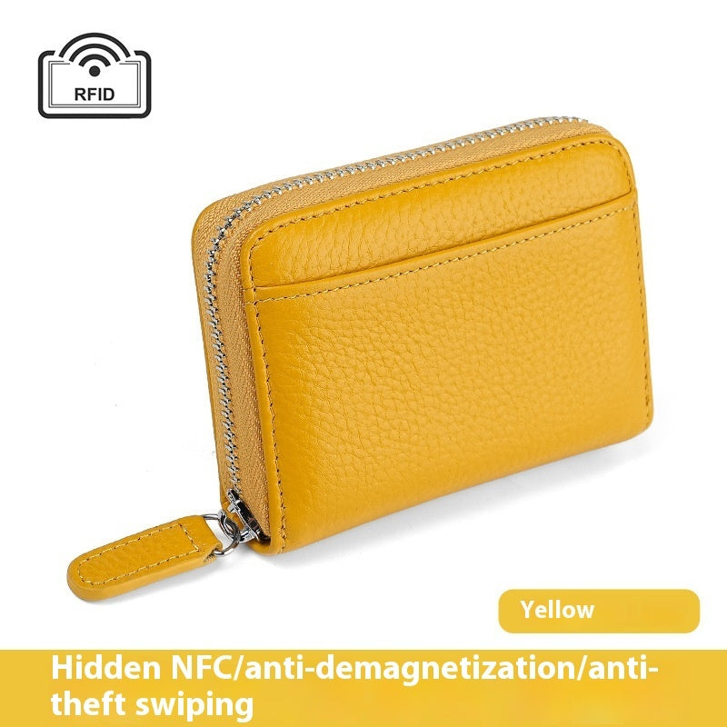 2024 RFID Genuine Leather Card Wallet Men Women Purse With Coin Pocket Zipper Credit Card Holder Small Wallets Bags BAZONA