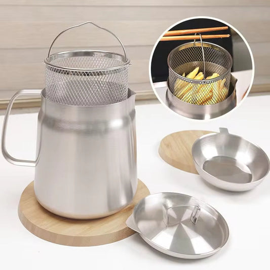 304 Stainless Steel Versatile Oil Filter Vessel Large Capacity With Filter Frying Basket Deep Fryer Separating Grease Separator BAZONA