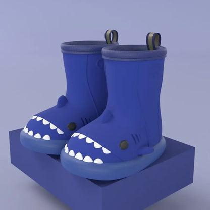 Children Boys Girls Cute Cartoon Waterproof Shoes Safety Rubber Shark Slippers Kids Rain Boots - bazona.com