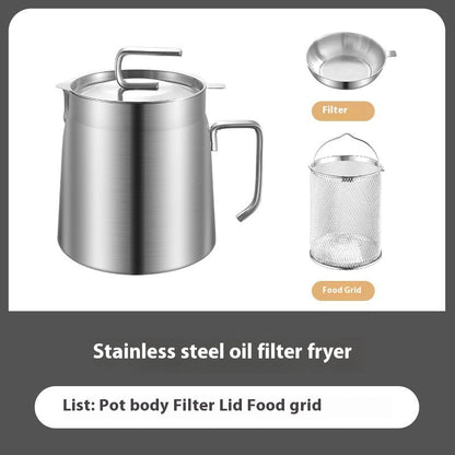 304 Stainless Steel Versatile Oil Filter Vessel Large Capacity With Filter Frying Basket Deep Fryer Separating Grease Separator BAZONA
