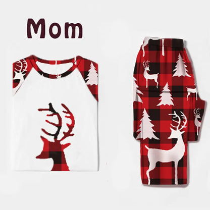 Christmas European And American Christmas Deer Head Print Parent-child Home Service Suit - bazona.com