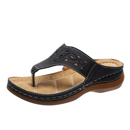Clip Toe Wedge Sandals Women Summer Flip Flops Slippers Beach Shoes - bazona.com