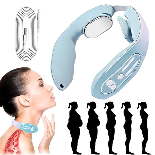 EMS Neck Acupoints Lymphvity Massager Device Intelligent Neck Massager With Heat Blue Hot Design BAZONA