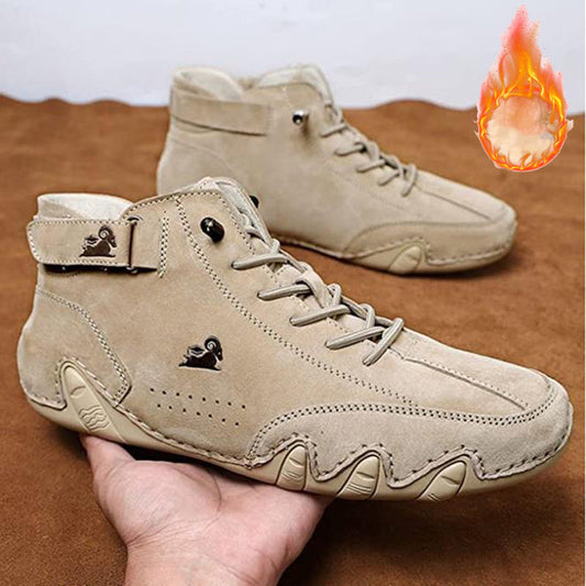 Men Ankle Boots Autumn Winter Suede Velcro Shoes Fashion Lace-up Sneakers BAZONA
