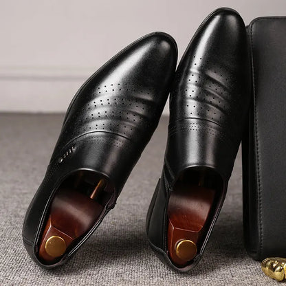 Casual pointed toe shoes men leather shoes men - bazona.com