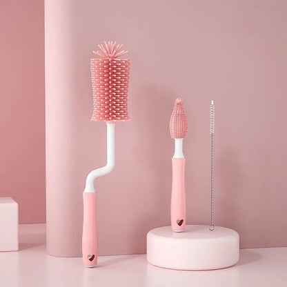 Baby Silicone Baby Bottle Brush Straw Scrubbing Baby Bottle Brush Cleaning - bazona.com