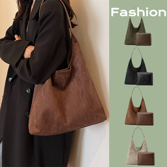 One-shoulder Underarm Bag Women's Large Capacity Shoulder Bag Solid Color Simple Casual Commuter Bag BAZONA