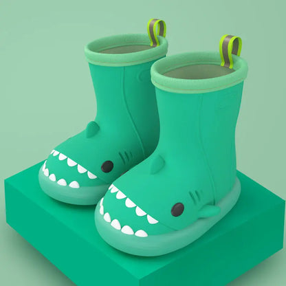 Children Boys Girls Cute Cartoon Waterproof Shoes Safety Rubber Shark Slippers Kids Rain Boots - bazona.com