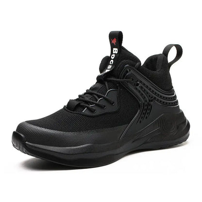 High-top Safety Shoes Construction Protective Footwear Men Steel Toe Shoes Breathable Hiking Boots Puncture Proof Work Boots - bazona.com