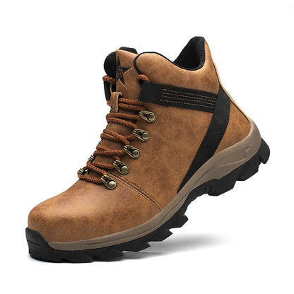 High-top Safety Shoes Construction Protective Footwear Men Steel Toe Shoes Breathable Hiking Boots Puncture Proof Work Boots - bazona.com