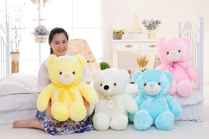 Creative Light Up LED Teddy Bear Stuffed Animals Plush Toy Colorful Glowing Christmas Gift For Kids Pillow - bazona.com