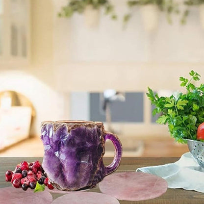 400ml Resin Mineral Crystal Coffee Mugs With Handles Elegant Fake Mineral Crystal Cup For Workplace Home Decor Christmas Gift Kitchen Gadgets BAZONA
