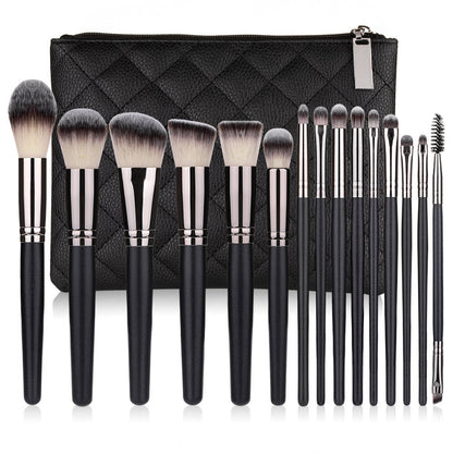 15 Makeup Brushes Set Full Set Matte Black Makeup Tools BAZONA