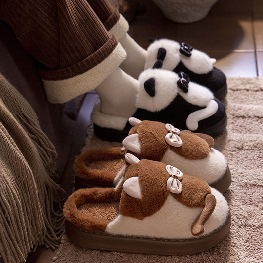 Cute Cat Slippers Fluffy Furry Women Home Platform Slippers Men Winter Plush Slides Indoor Fuzzy Slippers Lovely Cotton Shoes BAZONA