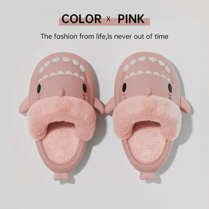 Winter Shark Slippers Detachable Warm Fuzzy Slippers Bedroom House Shoes Women - bazona.com