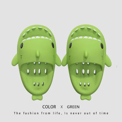 Shark Slippers With Drain Holes Shower Shoes For Women Quick Drying Eva Pool Shark Slides Beach Sandals With Drain Holes - bazona.com