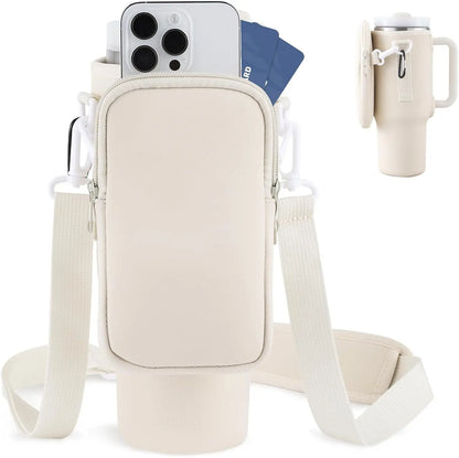 Slok Water Bottle Carrier Bag, Compatible With 40oz Tumbler With Handle, Modern Water Bottle Holder With Simple Adjustable Strap For Outdoor Walking Hiking Travelling Sports-Blue Purple - bazona.com