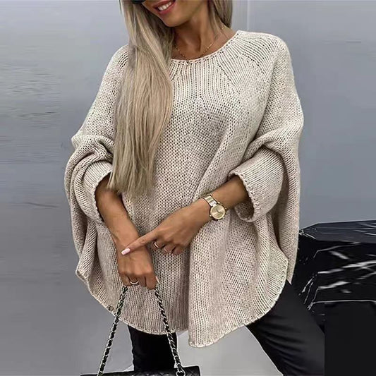 Winter Loose Batwing Sleeve Pullover Sweater Fashion Oversized Knitted Shawl Sweater Tops For Women Clothing BAZONA