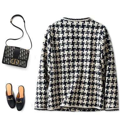 Houndstooth Small Fragrance Jacket Women Clothing - bazona.com