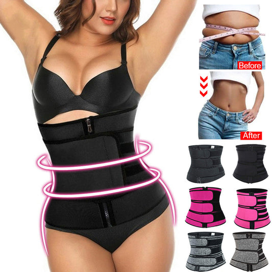Tummy Sweat Shapewear Bodysuits Women Waist Trainer Slimming 2-3 Belts Workout Shaper Corset BAZONA
