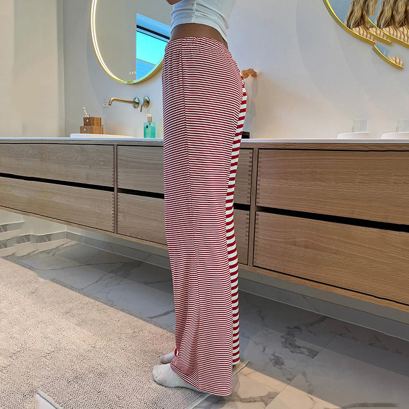 Striped Rags Stitching Wide-leg Pants Women BAZONA