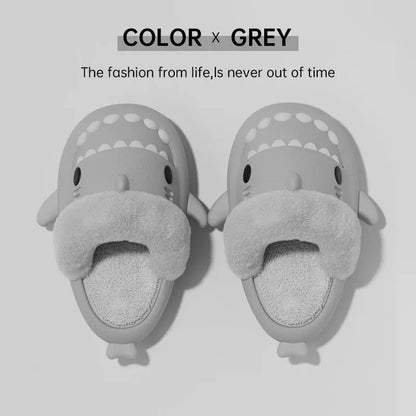 Winter Shark Slippers Detachable Warm Fuzzy Slippers Bedroom House Shoes Women - bazona.com