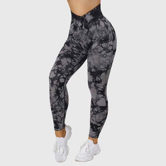 Seamless Tie Dye Leggings Women Yoga Pants Push Up Sport Fitness Running Gym Leggings BAZONA