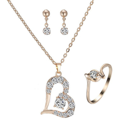 Heart Pendant Jewelry Set Rhinestone Jewellery BAZONA