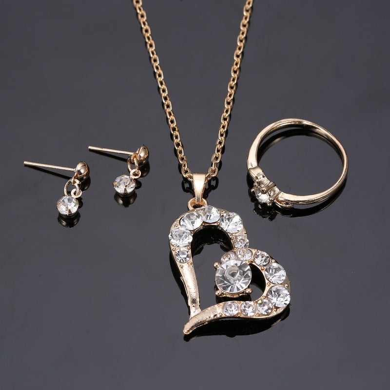 Heart Pendant Jewelry Set Rhinestone Jewellery BAZONA