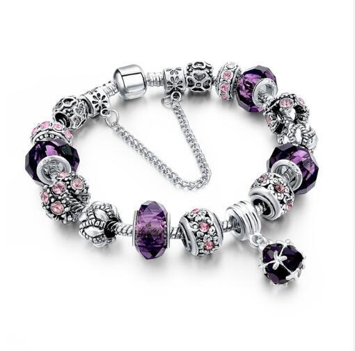Crystal Beads Bracelets & Bangles Snake Chain Charm Bracelets For Women Jewellery BAZONA