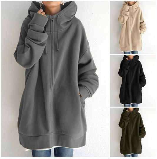 Women's Fuzzy Hoodies Long Sport Pullover Hoodie Full-Zip Hoodie Sweatshirt BAZONA